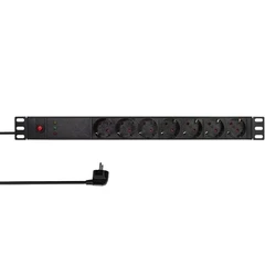 Πολύπριζο Ασφαλείας Logilink 7-fach, 19" with mains filter, black