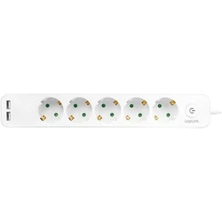 Πολύπριζο Logilink 5-fach, 1,5m 2xUSB 5V/2,1A max.