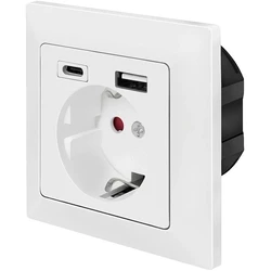 Πρίζα Ρεύματος Logilink flush-mounted 1x CEE 7/3, 1x USB-A, 1x USB-C White