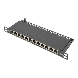Patch Panel Digitus Cat.6A Slim,shielded,12-Port,0,5HE,10"sw