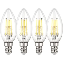 Λάμπα LED Philips E14 4-Pack 40W 2700K Filament candle