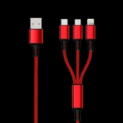 Καλώδιo USB 2GO 3in1 Micro-USB,Apple,TypeC Nylon 1,5m rot
