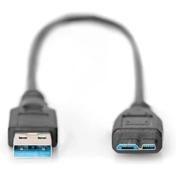 Αντάπτορας USB Digitus USB 3.0 Typ A -mikro B M/M 0.25m Black