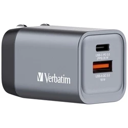 Φορτιστής Πρίζας Verbatim GNC-35 GaN 34W 1xUSB-C PD, 1xUSB-A QC 3.0 32200