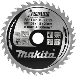 Δίσκος Κοπής Makita B-33635 SPECIALIZED Saw Blade 136x20x36Z
