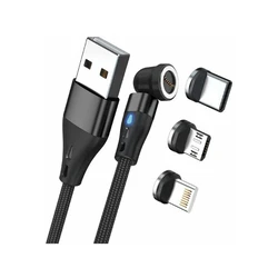 Καλώδιο USB Realpower Magnetic 3 Amp,20cm,Black with Adaptern