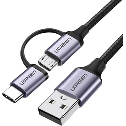 Καλώδιο USB Ugreen USB-A to Micro USB + USB Type-C 1m Black