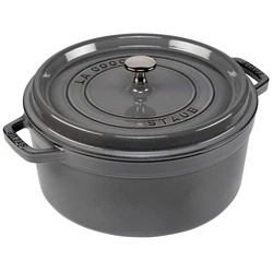 Staub Round Cocotte 26 cm, 5.2 L - Graphite Grey (Cast Iron)