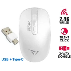 Ποντίκι Ασύρματο Alcatroz Wireless TWO WAY DONGLE (USB+TYPE-C) SILENT WHITE