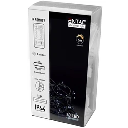 Χριστουγεννιάτικα Λαμπάκια Entac IP44 50 LED Ψυχρό 5m με τηλεχειριστήριο (3xAA Δεν περιλαμβ.)