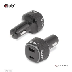 Φορτιστής Αυτοκινήτου Club 3D USB 1xUSB C, 1xUSB A, 63W, 12/24V