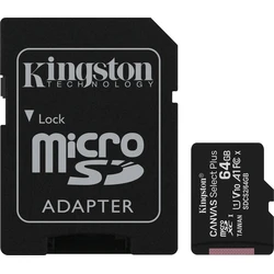 Κάρτα Μνήμης microSD 64GB Kingston SDXC Canvas+ (Class10) m.Adap