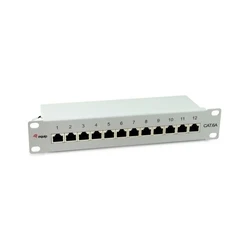 Patch Panel Equip 12x RJ45 Cat6A 10" FTP 1HE Premium light gray