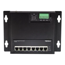 Network Switch Trendnet 8-Port Industrial Gigabit PoE+ WallMount Front Acc.