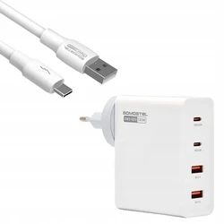 Φορτιστής Πρίζας Somostel 130W GaN White 2x USB + Cable USB Typ-C 6A 120W