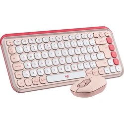 Σετ Πληκτρολόγιο και Ποντίκι Ασύρματο Logitech POP ICON Combo Pink
