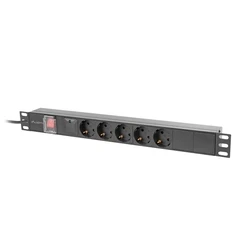 Πολύπριζο Lanberg Rack PDU 19" 1U 16A 5x Schuko 2m Μαύρο