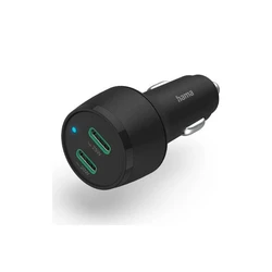 Φορτιστής Αυτοκινήτου Hama PD/QC 45W (2x USB-C) Μαύρος