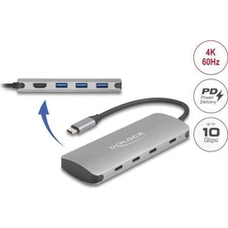 USB Hub Delock 7Port USB 10Gbps Hub and 4K HDMI Ausgang/USB Typ-C