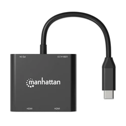 Αντάπτορας USB Manhattan USB-C PD on Dual-HDMI-Monitor 4K 60Hz