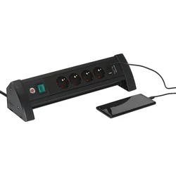 Πολύπριζο με USB Brennenstuhl ALU-Office-Line 4fach Black White *DE*