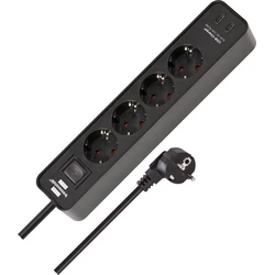 Πολύπριζο με USB Brennenstuhl Ecolor 4fach USB C 15.5W sw/sw