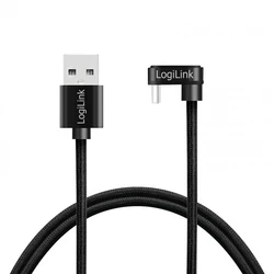 Καλώδιο USB Logilink USB-A σε USB-C 3.0m με πλέξη, γωνιακό, μαύρο