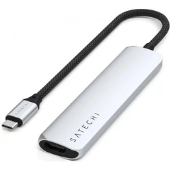 Docking Station Satechi Slim Multiport 6 σε 1 (USB-C, 2xUSB-A, 4K HDMI, micro/SD) Ασημί