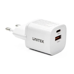 Φορτιστής Πρίζας Unitek 1x USB-A & 1x USB-C QC 33W λευκός