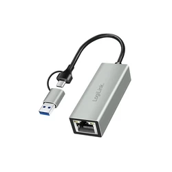 LogiLink UA0238B USB?C > Gigabit Ethernet Αντάπτορας με 2?σε?1 USB