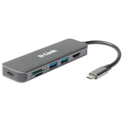 Docking Station D-Link 6-in-1 USB-C Hub with HDMI/Card Reader/Power Delivery