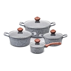 Τηγάνι Promis Set of pots GRANITE, saucepan 16 cm, pots 20,24,28 brown handles