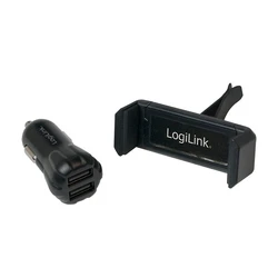 Φορτιστής Αυτοκινήτου Logilink Auto 2xUSB-A 10W + holder Zw.