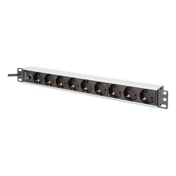 Πολύπριζο για Καμπίνες Δικτύου Digitus power strip 9-way 19" Alu. 1HE 2m Black