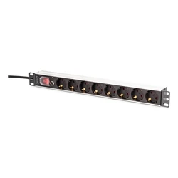 Πολύπριζο για Καμπίνες Δικτύου Digitus power strip 8-way 19" Alu. 1HE 2m Black