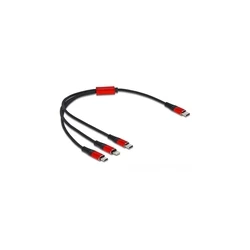 Καλώδιο USB Delock USB-C charging<Lightning/Micro/USB-C 30cm SW/rot