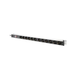 Πολύπριζο για Καμπίνες Δικτύου Digitus PDU 1HE 12xSchuko 16A Outlets 230V/16A Black