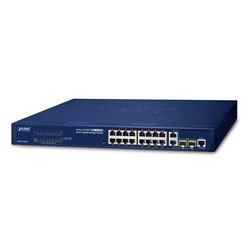 Network Switch Planet 16-Port 10/100TX 802.3at PoE + 2-Port Gigabit TP/SFP