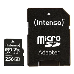 Κάρτα Μνήμης microSDXC 256GB Intenso C10 UHS-I Professional + Adapter