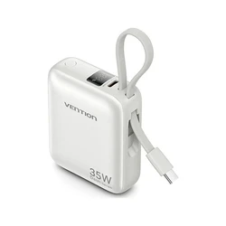 Power Bank Vention 10000mAh 35W PD with built-in cable USB-C Μπεζ