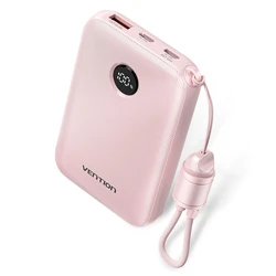 Power Bank Vention 10000mAh 2 x USB-C 1x USB-A with display 22.5W Pink