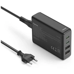 Φορτιστής Πρίζας Hama GaN 65W PD/QC 2x USB-C, 2x USB-A Black