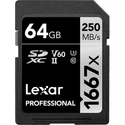 Κάρτα Μνήμης Lexar SDXC 64GB Professional 1667x UHS-II U3 ​​(120/250 MB/s)