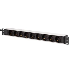 Αξεσουάρ για Καμπίνες Δικτύου Digitus power strip 9-way 19" Alu. 1HE 2m Black