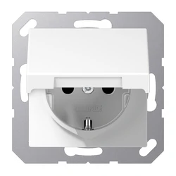 Jung A1520KLWW SCHUKO πρίζα τοίχου με ανακλινόμενο καπάκι, αλπινάσπρο