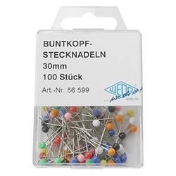 WEDO καρφίτσες (πινέζες) με πολύχρωμο κεφαλάκι 3 x 30 mm, 100 τεμ.