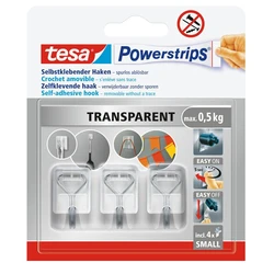 tesa Powerstrips Διάφανοι Αυτοκόλλητοι Γάντζοι με Σύρμα 0,5 kg (3 τεμ.)
