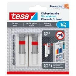 tesa ρυθμιζόμενη αυτοκόλλητη «βίδα» για ταπετσαρία & σοβά έως 1 kg, 2 τεμάχια