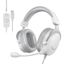Fifine H9W Over Ear Gaming Headset με σύνδεση 3.5mm / USB Λευκό