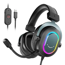 Fifine H6B Over Ear Gaming Headset USB (RGB, Surround, Αποσπώμενο Μικρόφωνο)